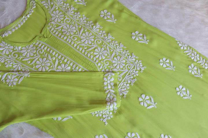 Alaaya Lime Green Long Modal Kurta