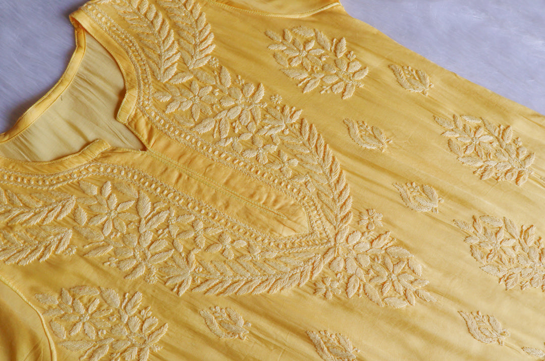 Mehr Yellow Modal Silk short top