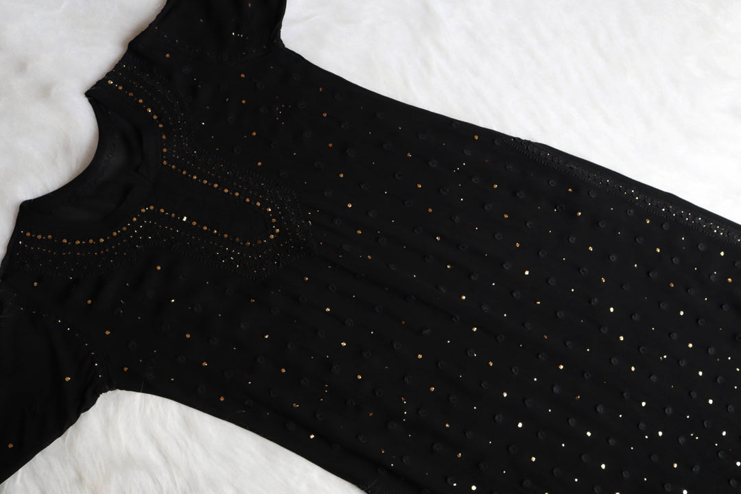 Mahaa Black Viscose Georgette Kurta
