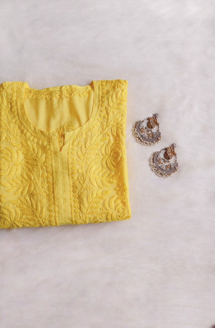Zenara Yellow Chanderi Kurta