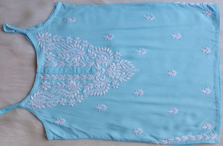 Mirha Sky Blue Short Sleeveless Kurta