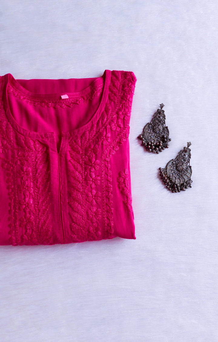 Alina Deep Pink Long Rayon Kurta