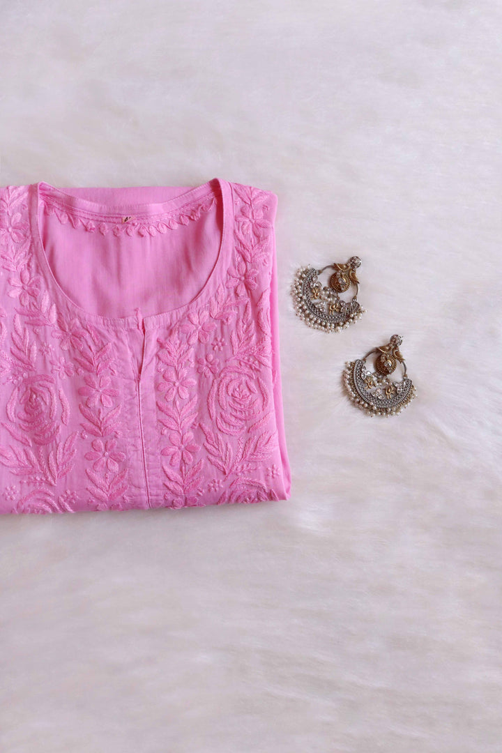 Noura Baby Pink Pure Mulmul Kurta