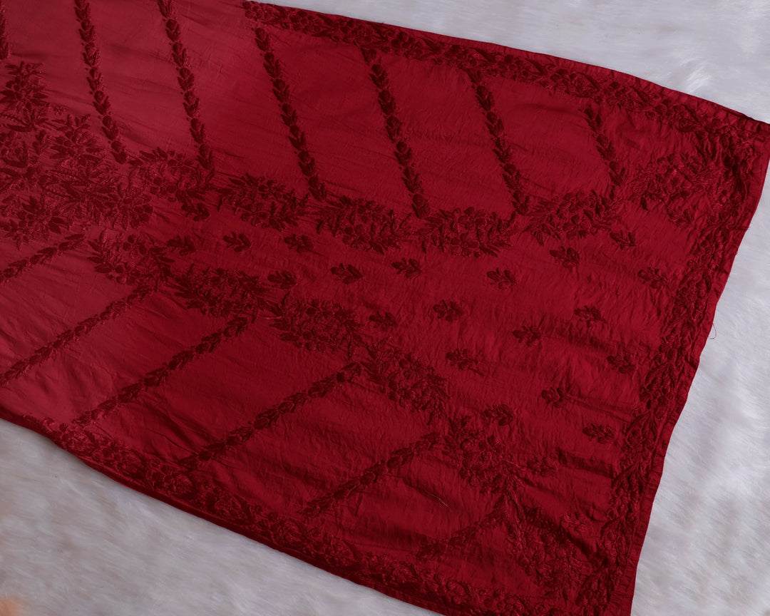 Jannat Maroon Pure Chanderi set