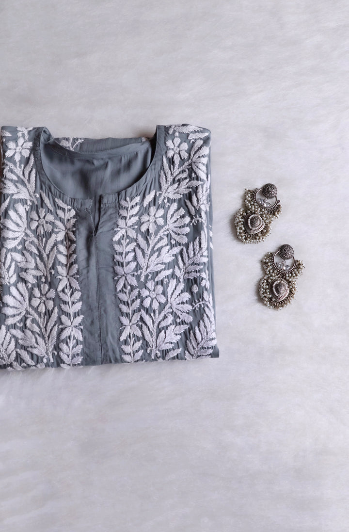 Mahnoor Grey Long Modal Kurta