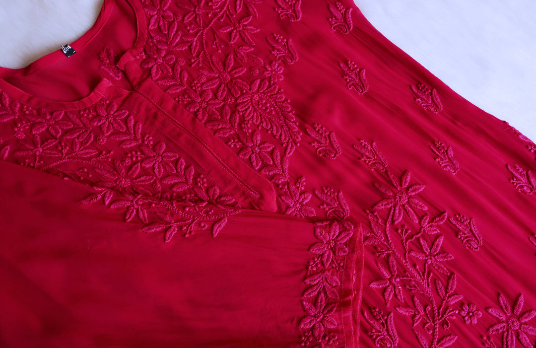 Waliya Deep Pink Viscose Georgette Kurta