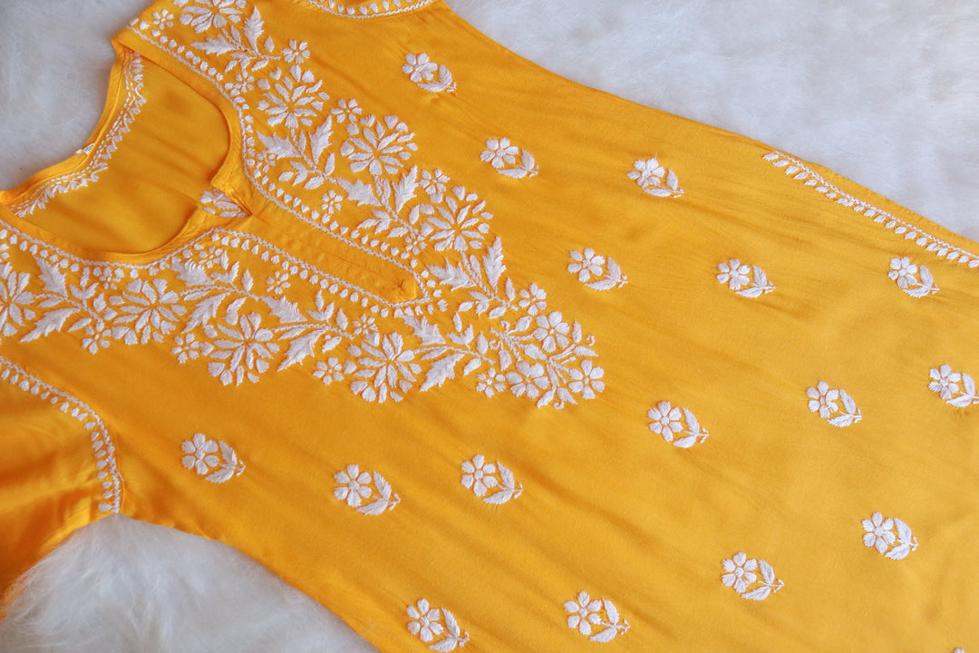 Mehr Yellow Long Rayon kurta