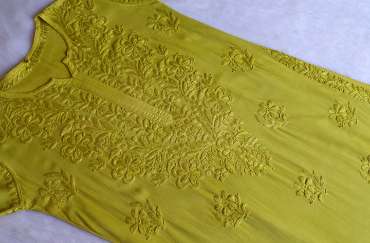 Sanam Olive Green Ombre Long Rayon Kurta