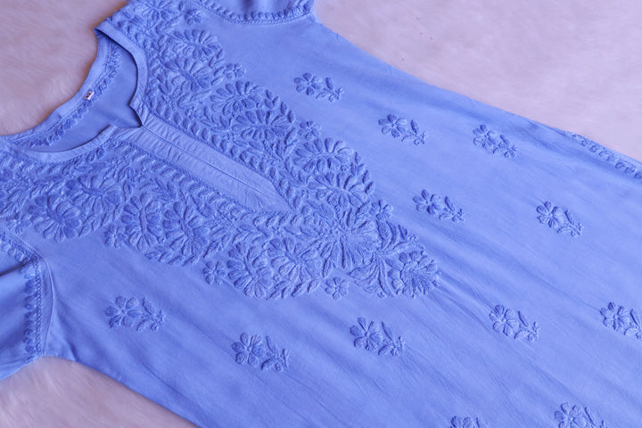 Amirah Ice Blue Ombre Long Rayon Kurta