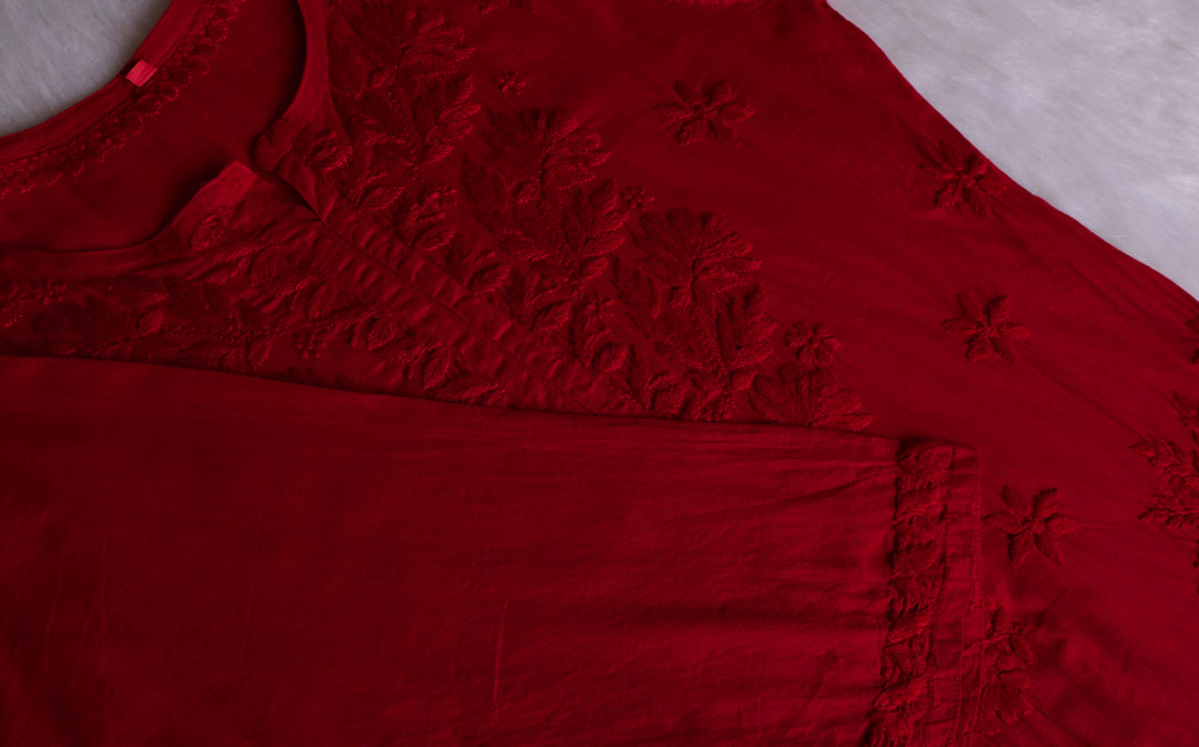 Zaira Red Pure Cotton Kurta