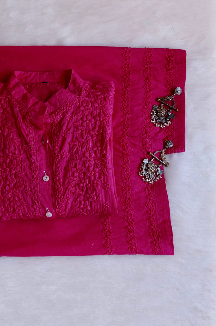 Nazakat Deep Pink Pure Cotton Kurta Set