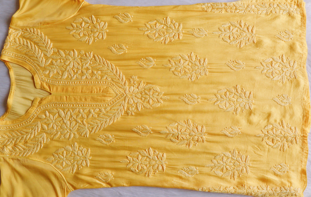 Mehr Yellow Modal Silk short top