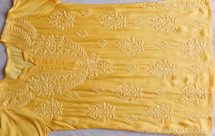 Mehr Yellow Modal Silk short top