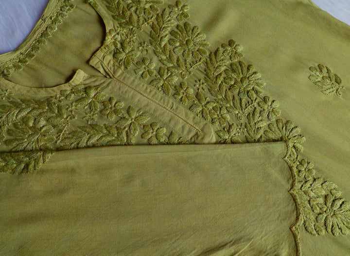 Gul Olive Green Scalloped Short Kurta