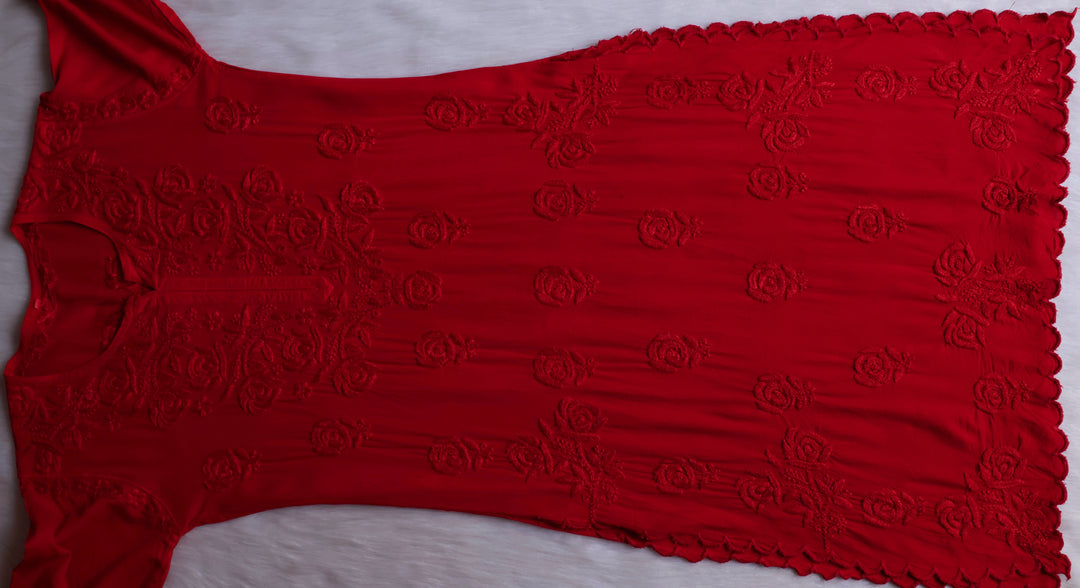 Gul Red Scalloped Rayon set