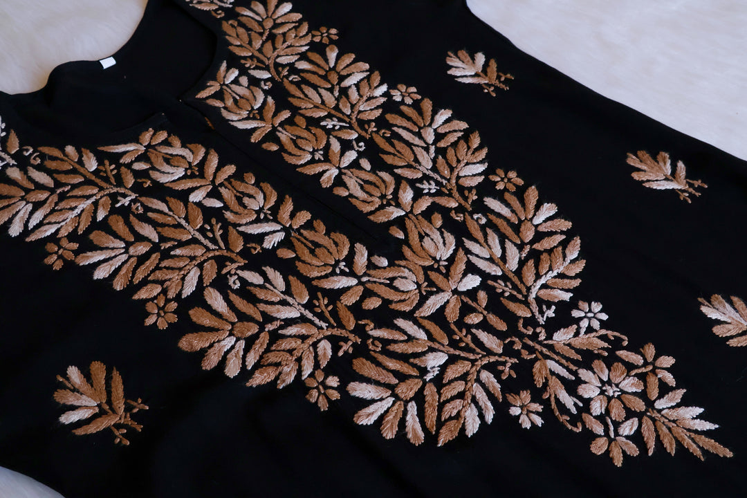 Sanam Black & Beige Ombre Long Rayon Kurta