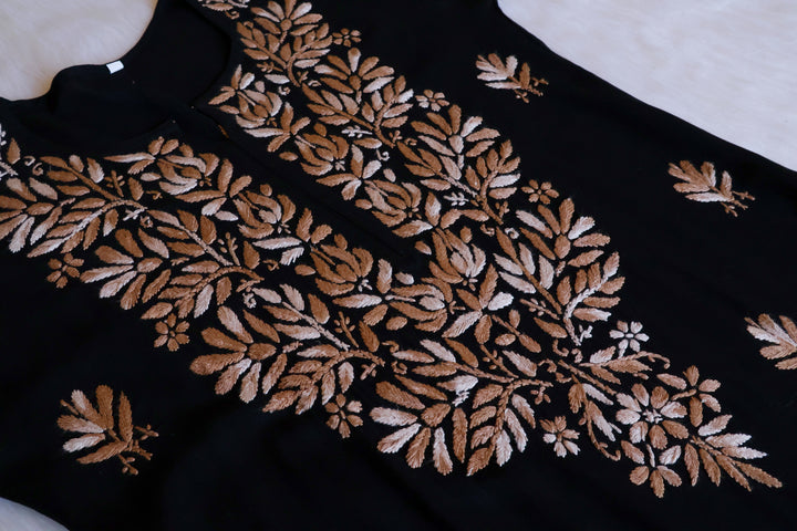 Sanam Black & Beige Ombre Long Rayon Kurta