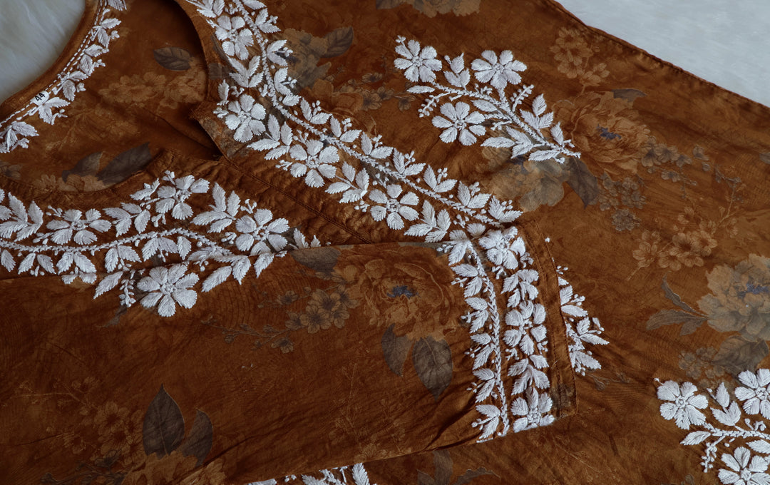 Dahlia Premium Mustard Floral Long MulMul kurta
