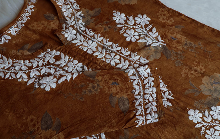 Dahlia Premium Mustard Floral Long MulMul kurta
