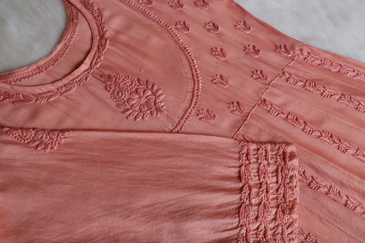 Naqsh Rose Brown Pure Chanderi Silk Anarkali