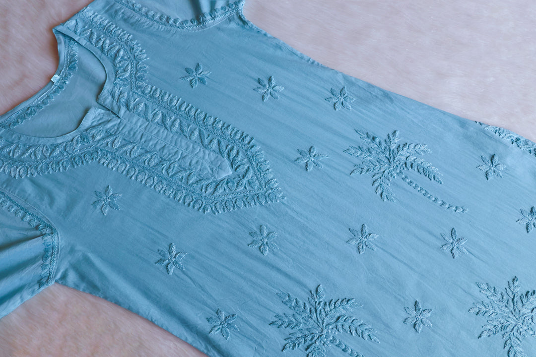 Heer Sea Blue Pure Cotton Kurta