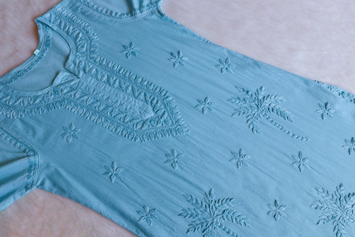 Heer Sea Blue Pure Cotton Kurta