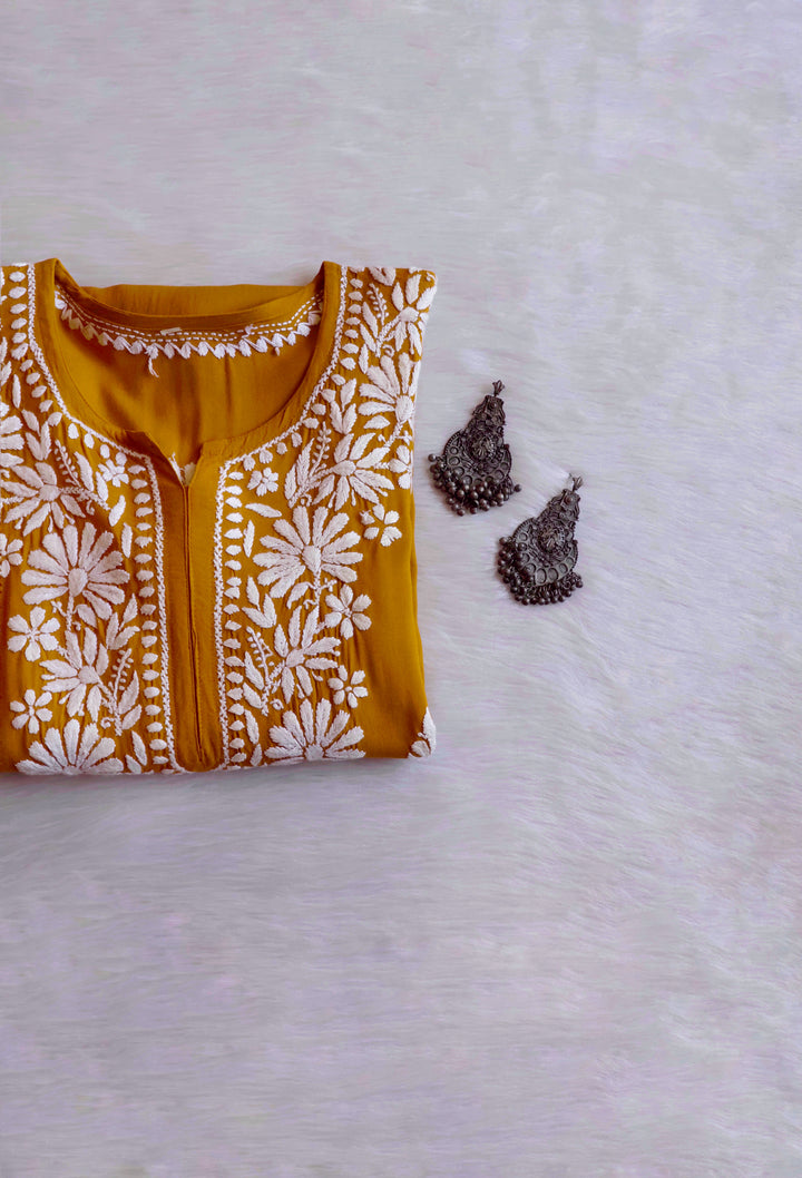 Duaa Mustard Long Rayon kurta