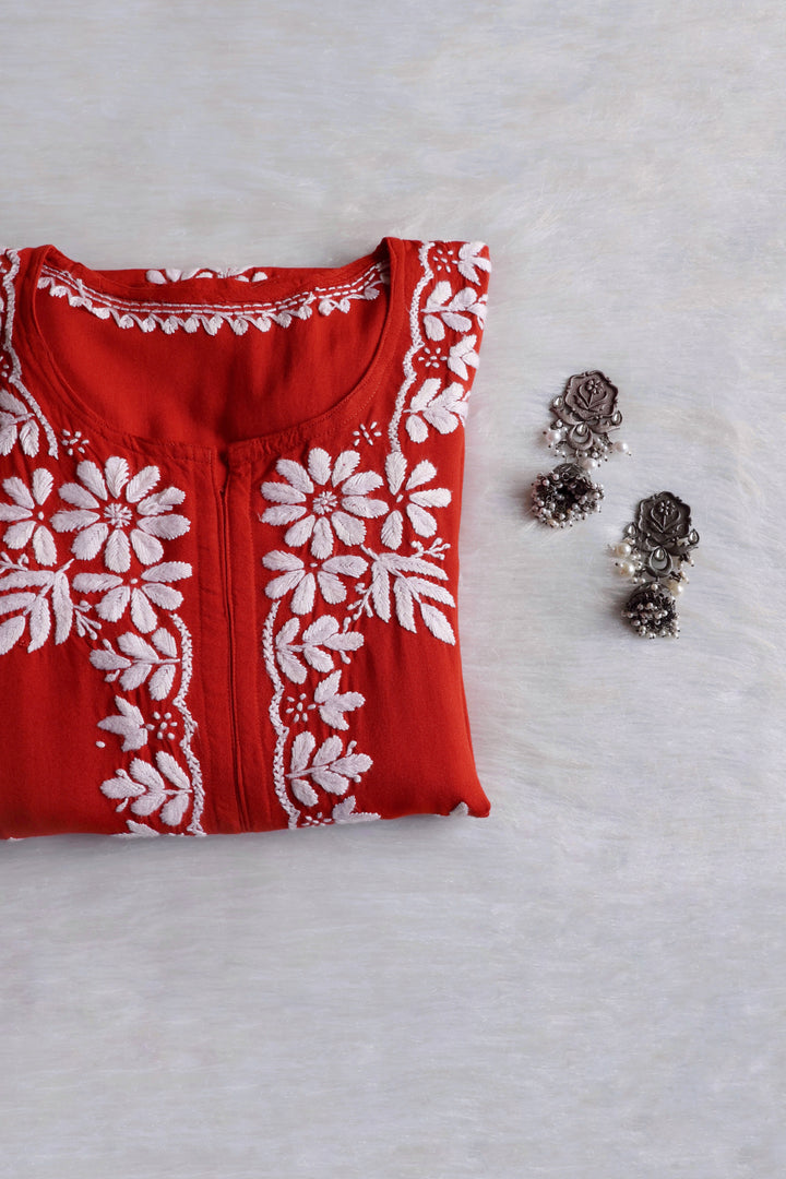 Zainab Rust Long Rayon kurta