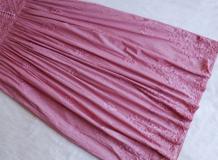 Nazakat Dusty Purple Pure Cotton Angarakha Dress
