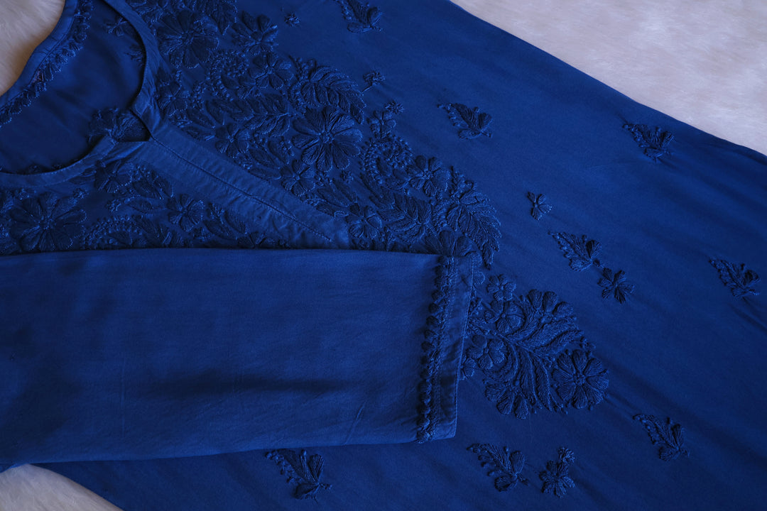Zahrah Royal Blue Ombre Long Rayon Kurta