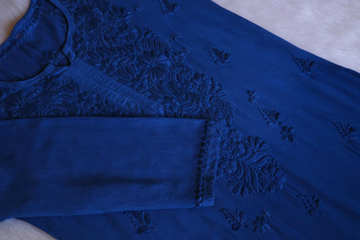 Zahrah Royal Blue Ombre Long Rayon Kurta
