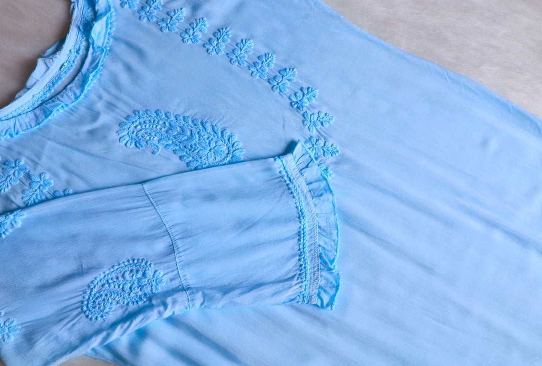 Zamda Afghani Ice Blue Pure Modal Set