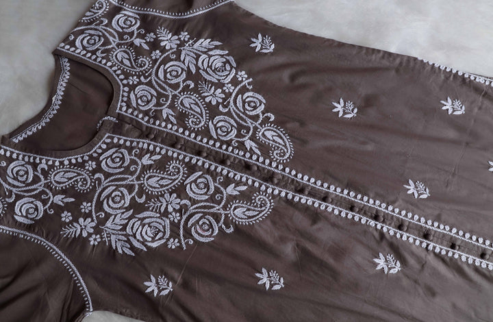 Gul Grey & White Cotton Kurta