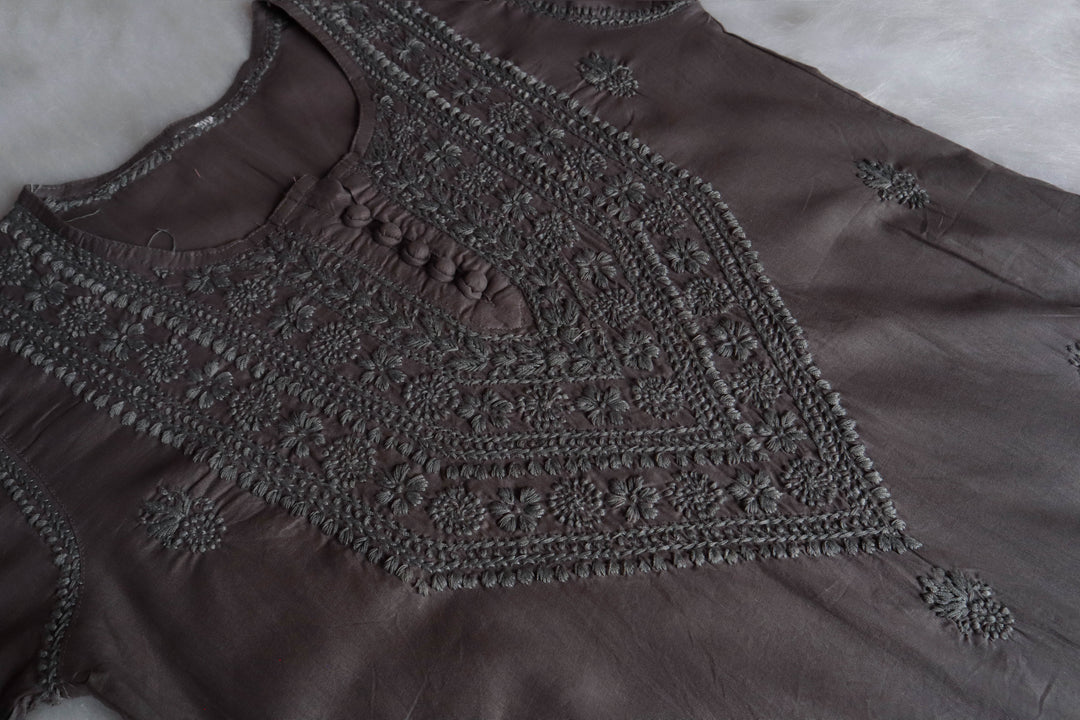 Haania Grey Long Cotton Kurta