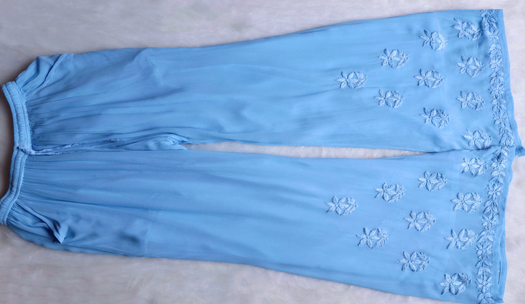 Zimra Ice Blue Viscose Sleeveless Set