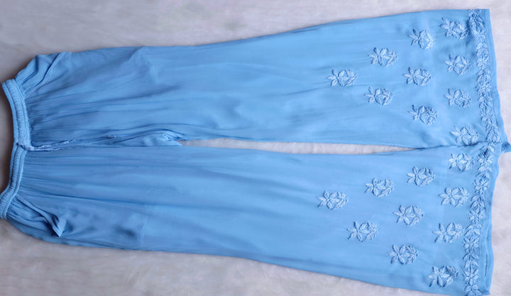 Zimra Ice Blue Viscose Sleeveless Set