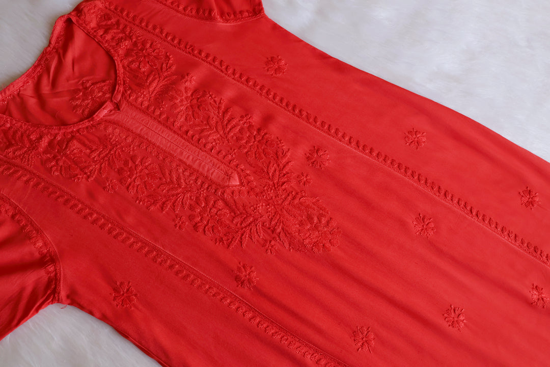 Zainab Coral Ombre Long Rayon Kurta