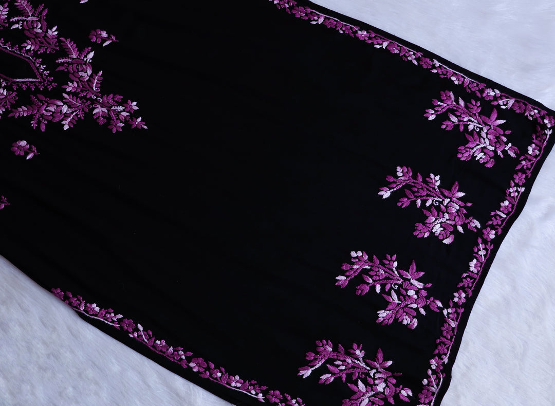 Eliza Black & Deep Purple Ombre Long Rayon Kurta