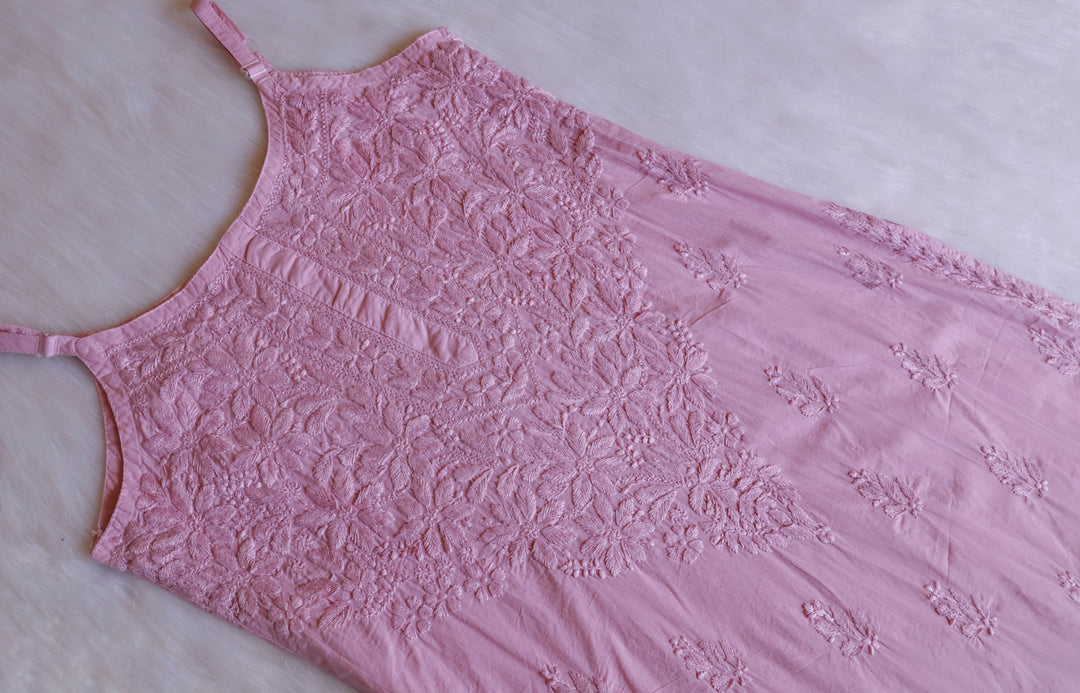 Noor Dusty Lavender Sleeveless Pure Cotton Long Kurta
