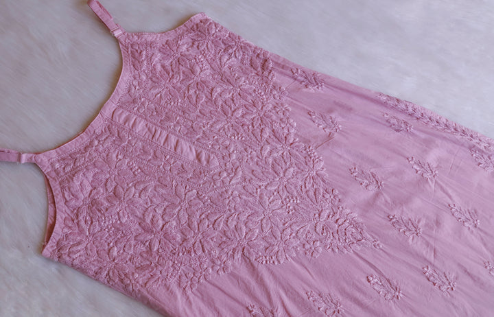 Noor Dusty Lavender Sleeveless Pure Cotton Long Kurta