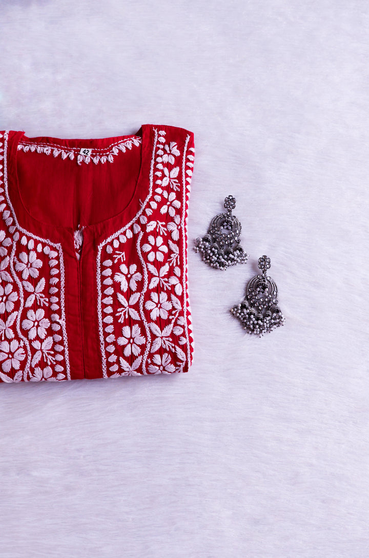 Waliya Red Cotton Kurta