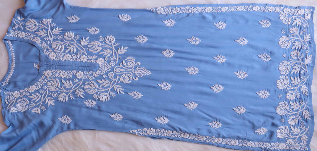 Gul Ice Blue Long Modal Kurta