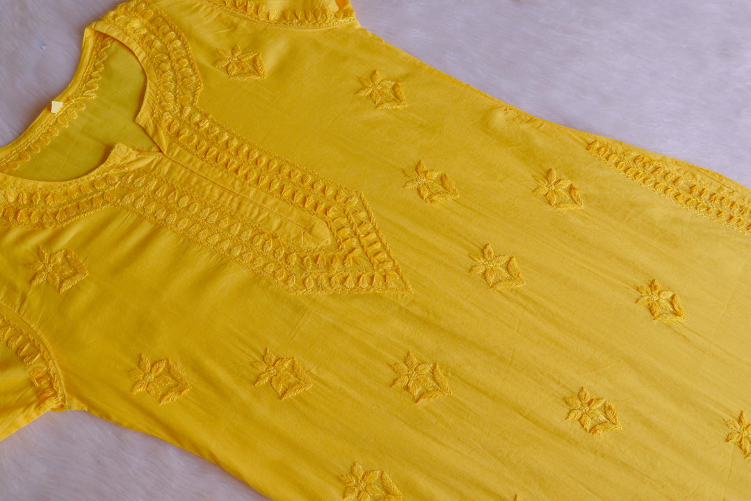 Saleha Mango Yellow Cotton Kurta