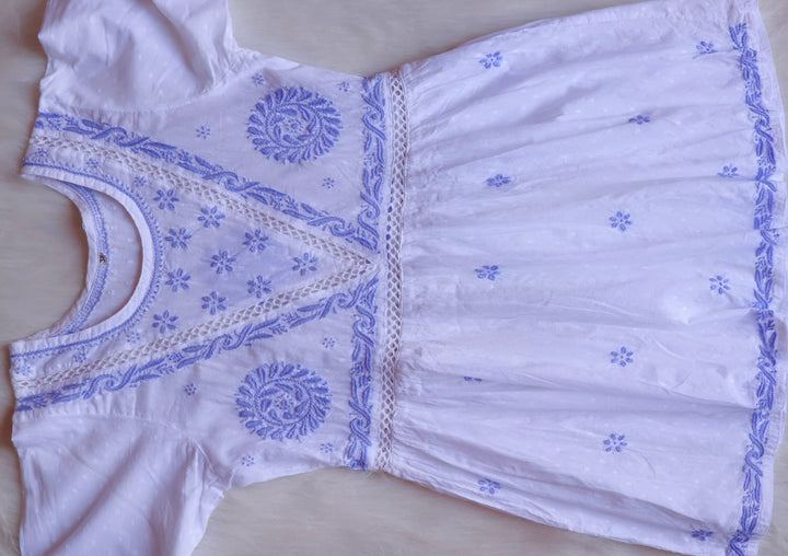 Nazakat White & Lilac Cotton Peplum kurta