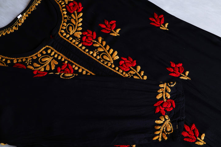 Gulaab Black, Yellow & Red Rayon Kurta Set