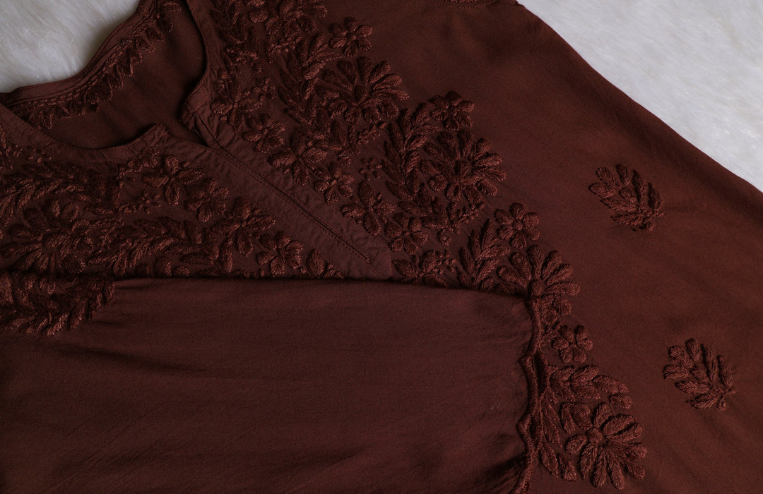 Gul Chocolate Brown Scalloped Short Kurta