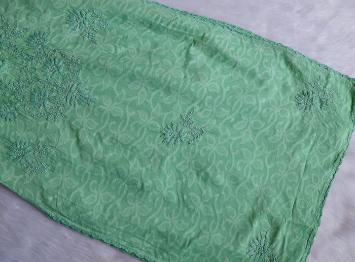 Sea Blue Long Jacquard Cotton kurta