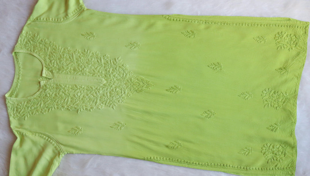 Farhaa Lime Green Ombre Long Rayon Kurta