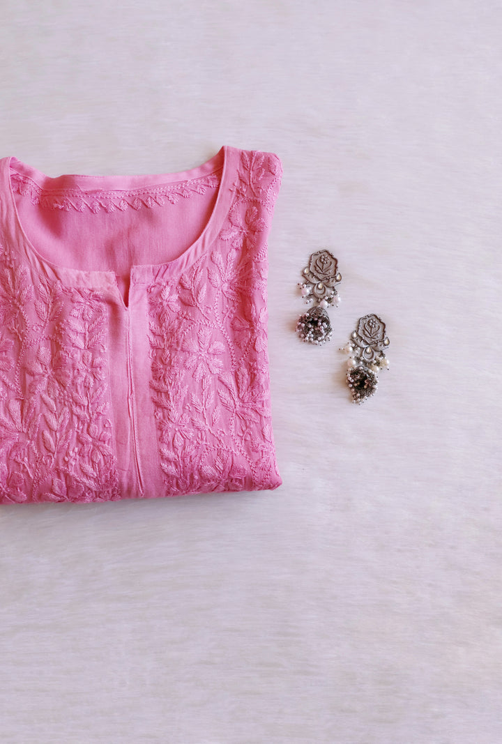 Sana Baby Pink Ombre Long Rayon Kurta