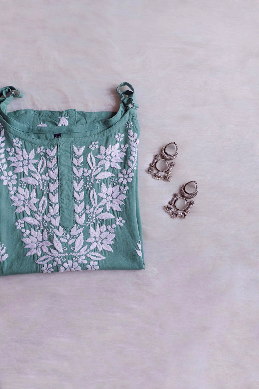 Mirha Sage Green Short Sleeveless Kurta